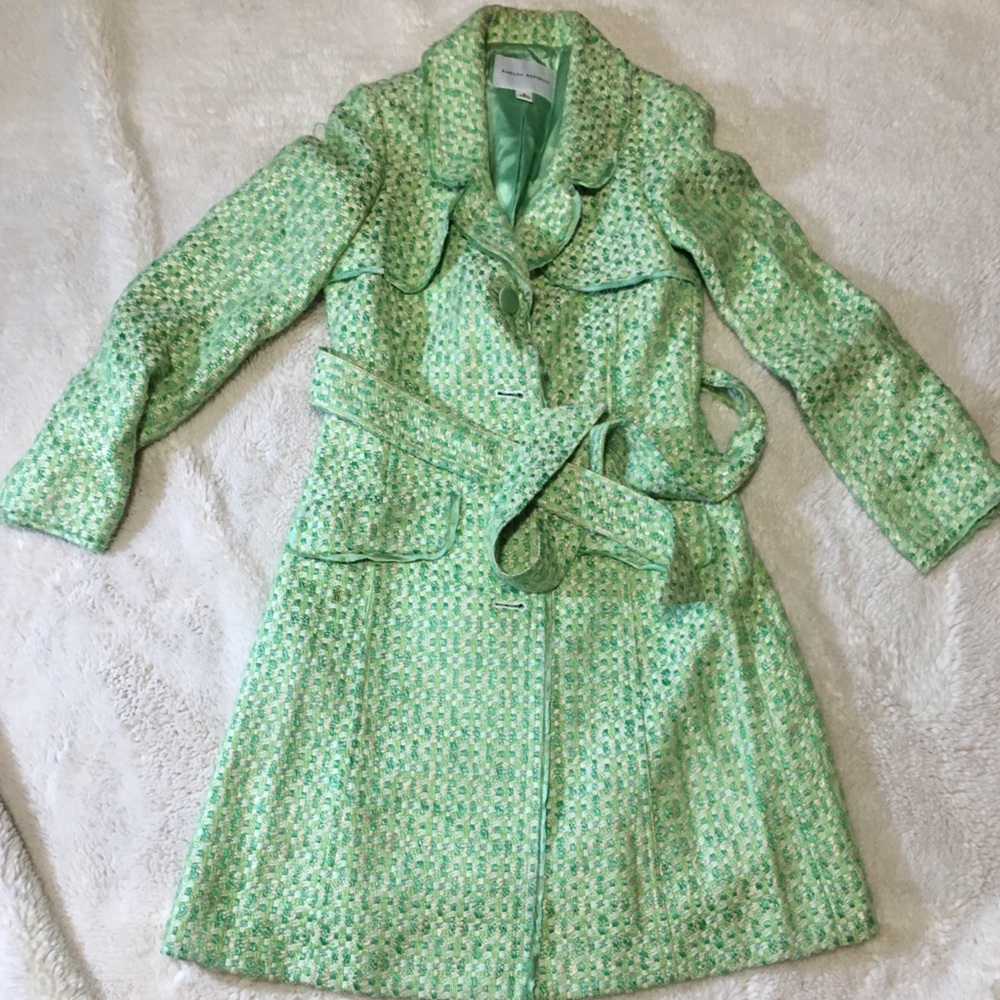 Banana Republic tweed trench with frayed trim